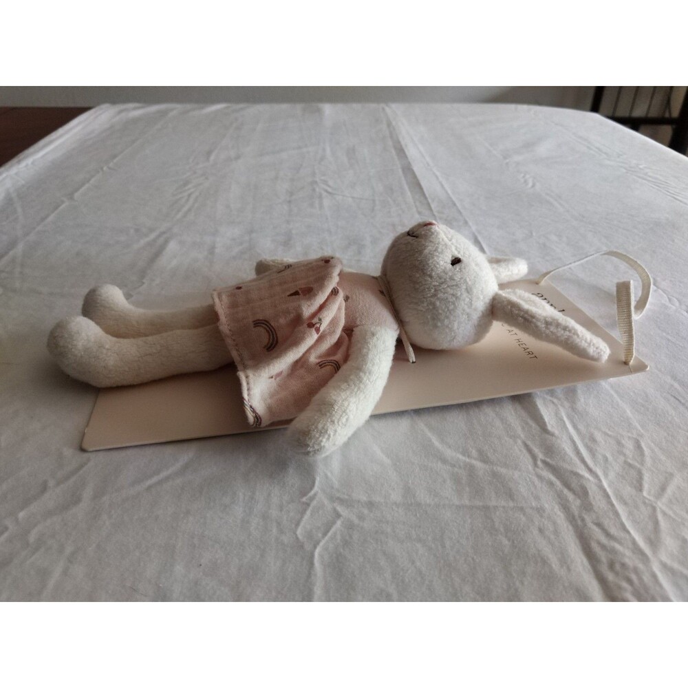 Apple Park Organic Cotton Wht Bunny Plush Pink Rainbow Dres Stuffed Animal 10.5" - Picture 9 of 11